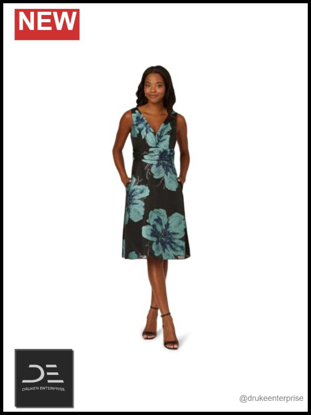 Floral Jacquard Belted A Line Midi Dress